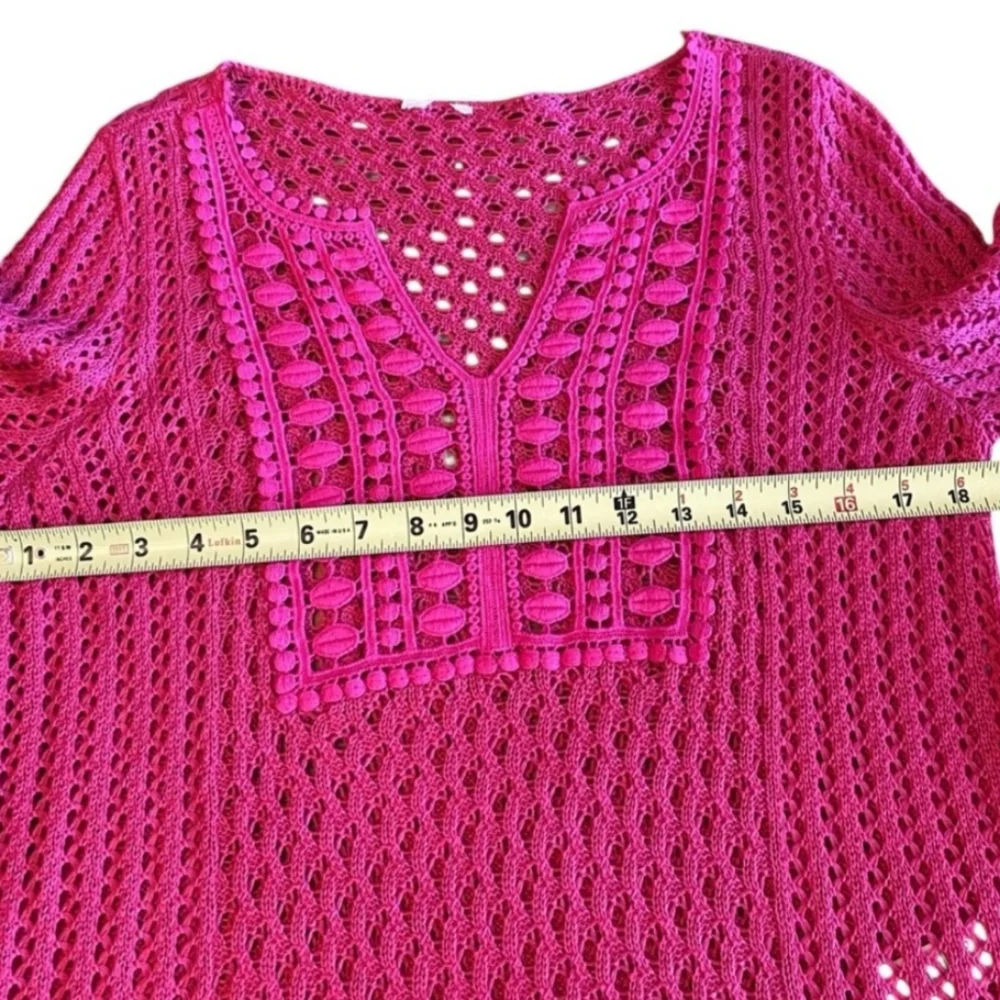 Chico's Crochet Open Knit Pink Sweater Size M - Picture 3 of 7